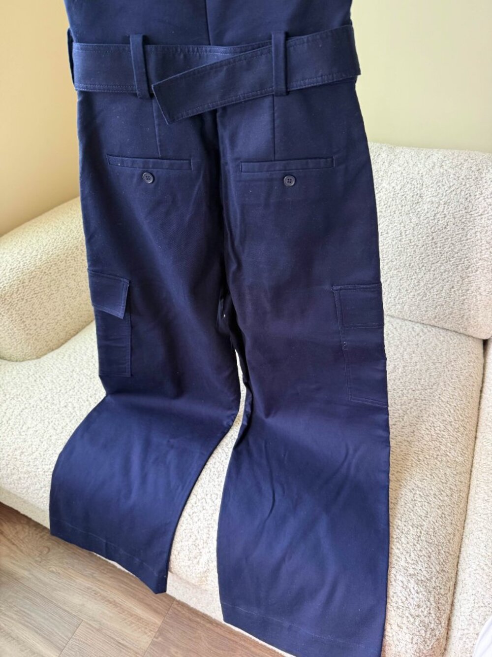 REISS Navy Lois Bandeau Belted Wide Leg Jumpsuit Size US 4 / UK 8 - Picture 16 of 16